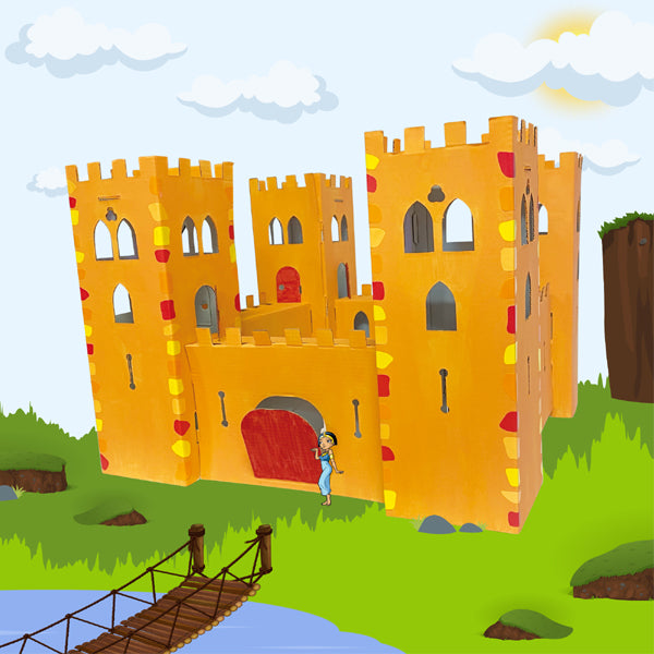 Château en carton blanc à décorer 38*38*25cm