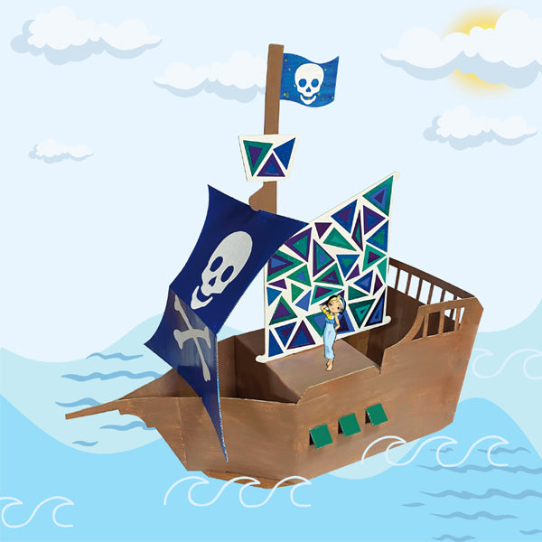 Bateau en carton blanc à décorer 40*17*44cm