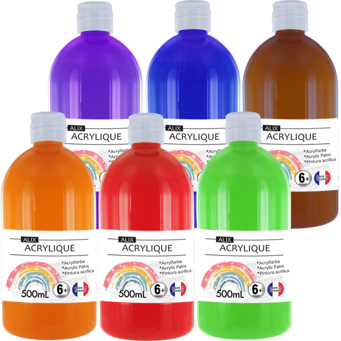 Peinture Acrylique ALIX 6 Couleurs Complémentaires en 500ml