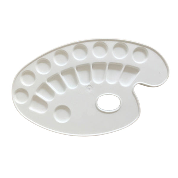 Palette de peinture en plastique ovale blanche - 17 alvéoles