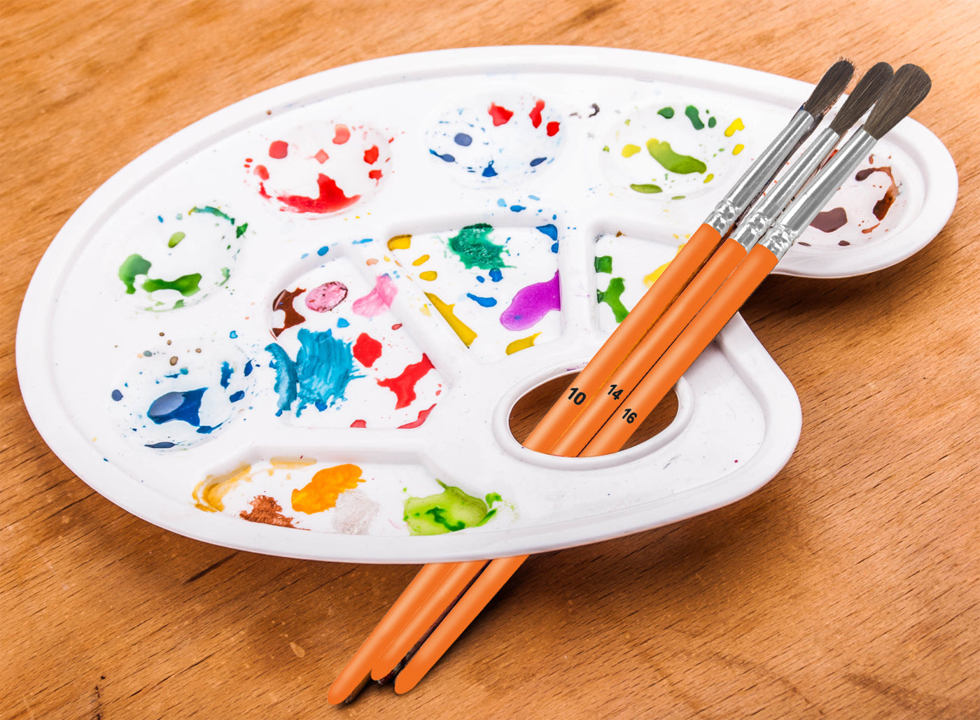 Palette de peinture en plastique ovale blanche - 17 alvÃ©oles