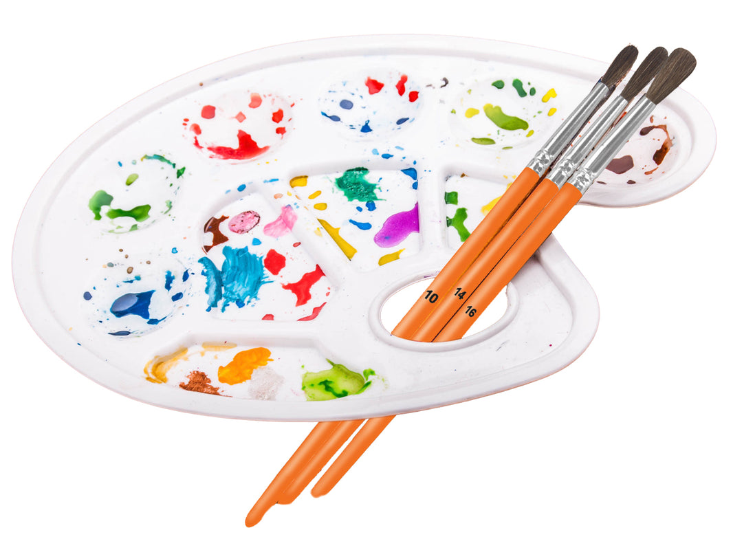 Palette de peinture en plastique ovale blanche - 17 alvÃ©oles