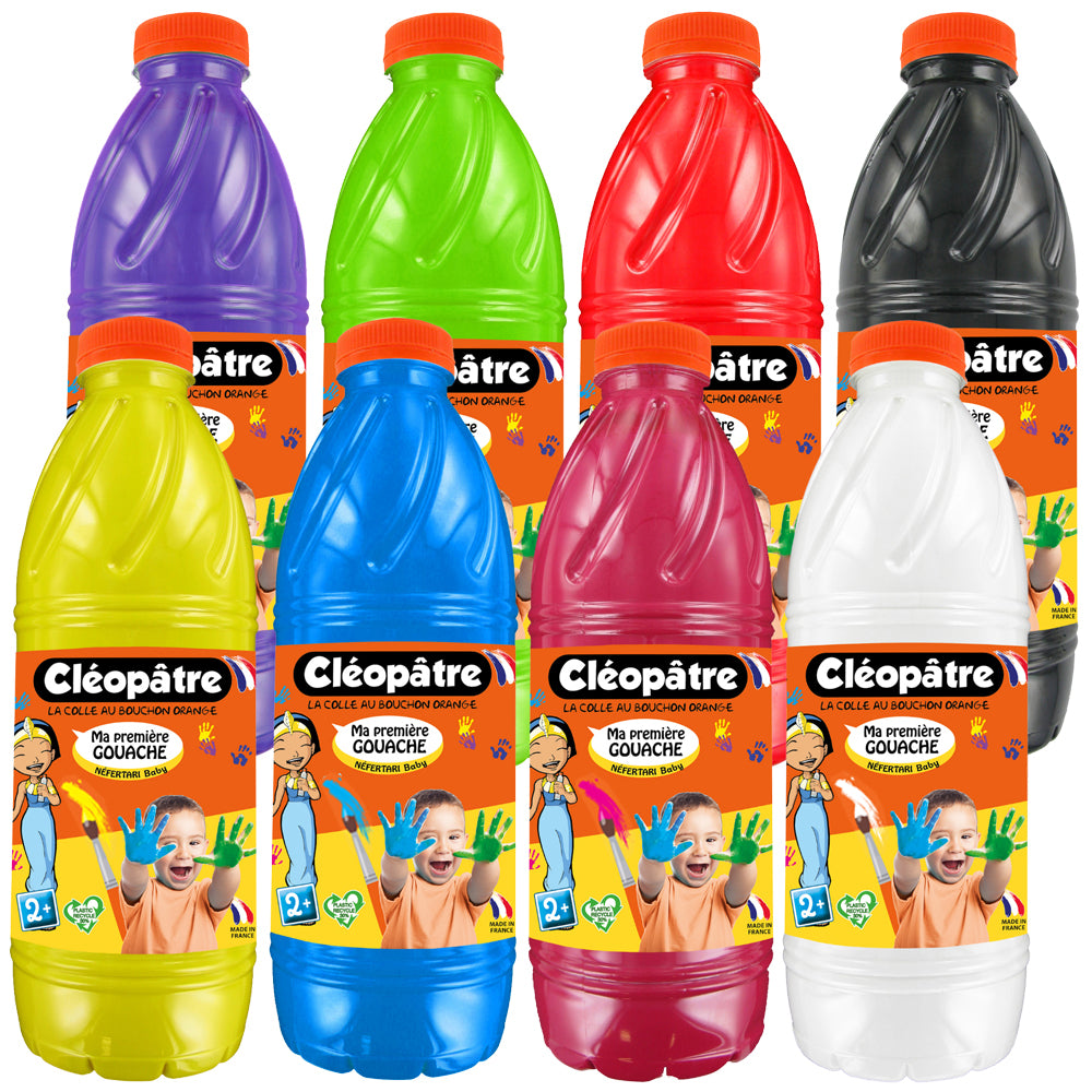 Lot de 8 flacons Ma première Gouache BABY 2-en-1 en 1L
