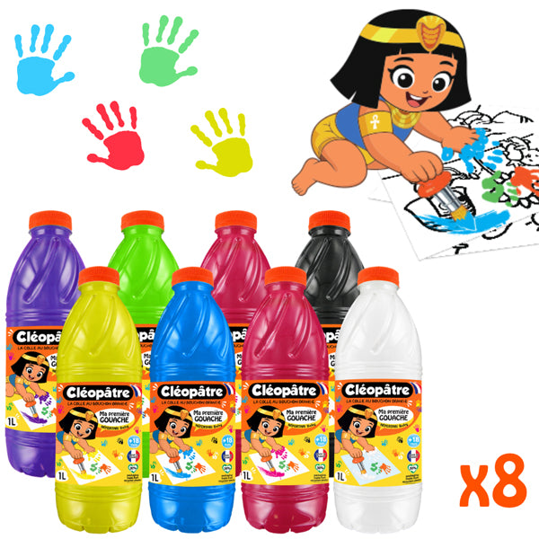 Lot de 8 flacons Ma première Gouache BABY 2-en-1 en 1L