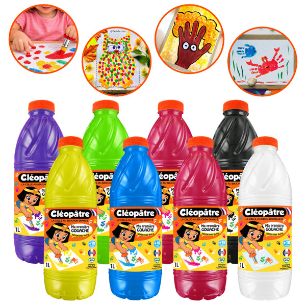 Lot de 8 flacons Ma première Gouache BABY 2-en-1 en 1L