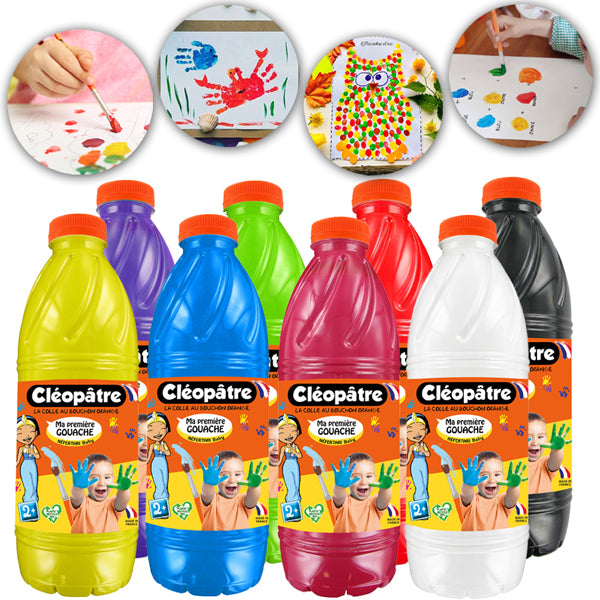 Lot de 8 flacons Ma première Gouache BABY 2-en-1 en 1L