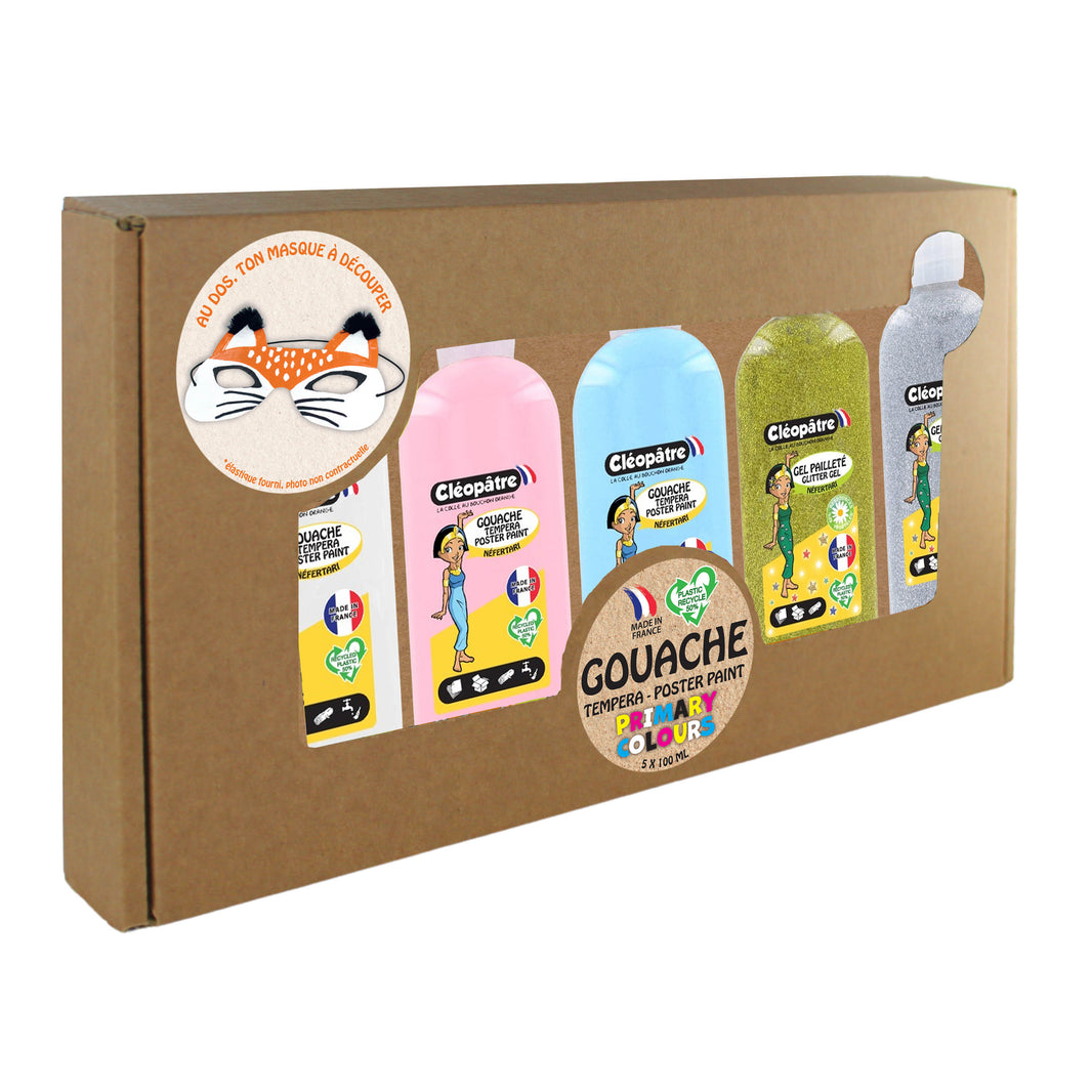 Coffret de 5 flacons de peinture gouache Girly 100ml + 1 masque