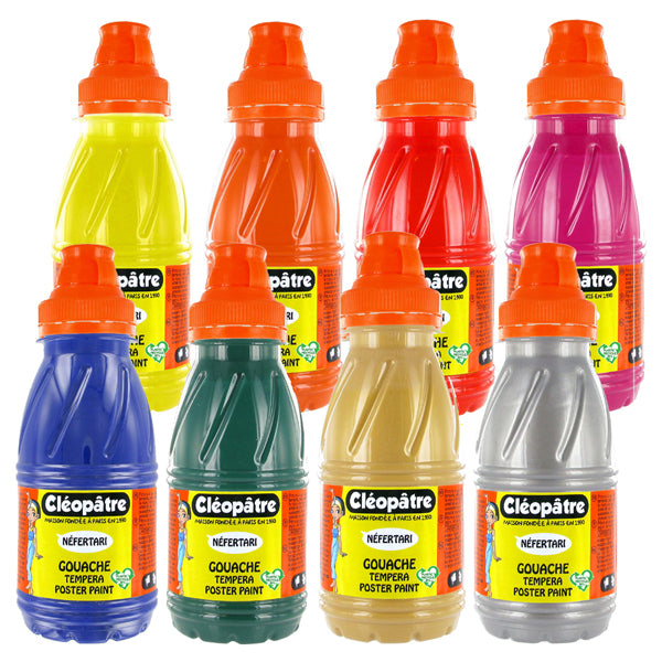 Lot de 8 flacons de Peinture Gouache Néfertari 250ml
