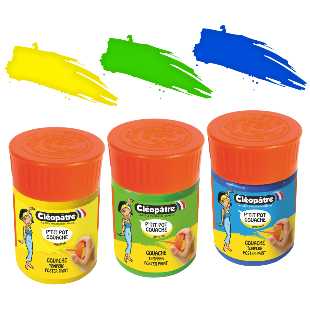Ma Trousse Créative Dinosaures, 4 figurines 3D en carton Épais à décorer + 3 p'tits pots pinceau + 1 planche de gommettes