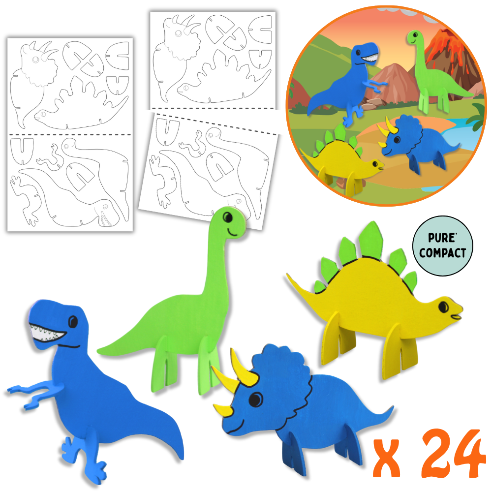 Mes 24 figurines 3D Dinosaures à décorer en Pure'Compact