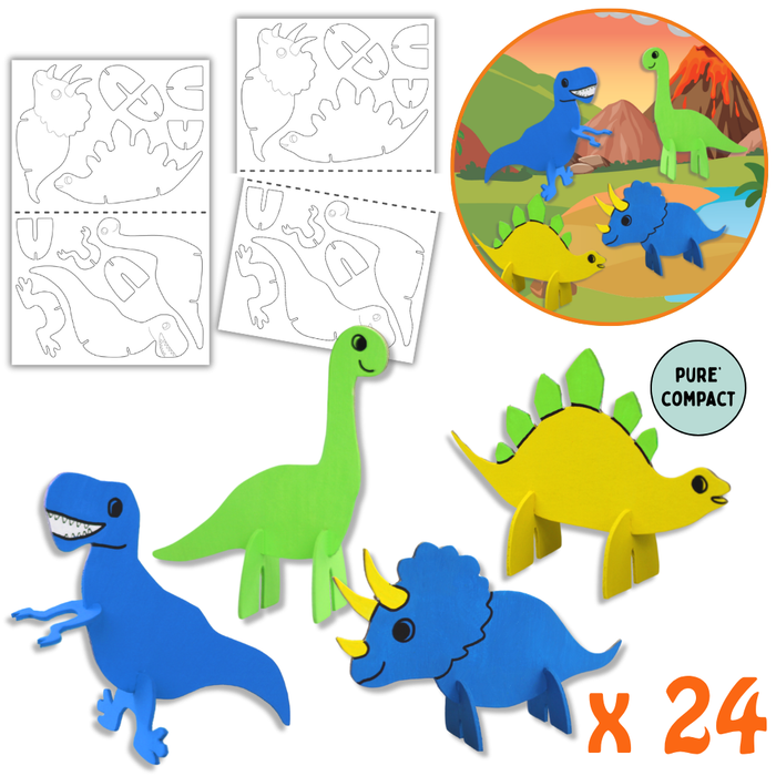 Mes 24 figurines 3D Dinosaures à décorer en Pure'Compact