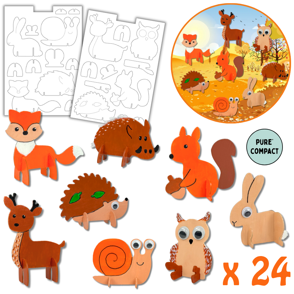 Mes 24 figurines 3D Animaux de la Forêt à décorer en Pure'Compact