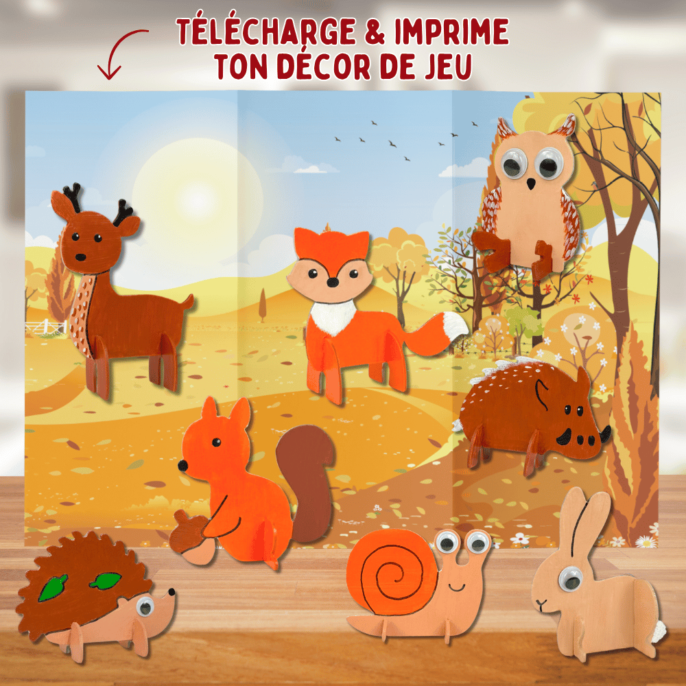 Mes 24 figurines 3D Animaux de la Forêt à décorer en Pure'Compact