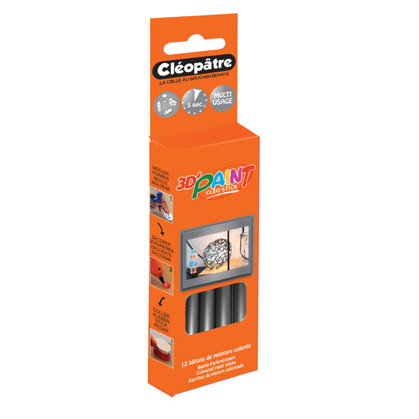 Boîte de 12 bâtons de peinture colorée Cléo'STICK 3D Paint