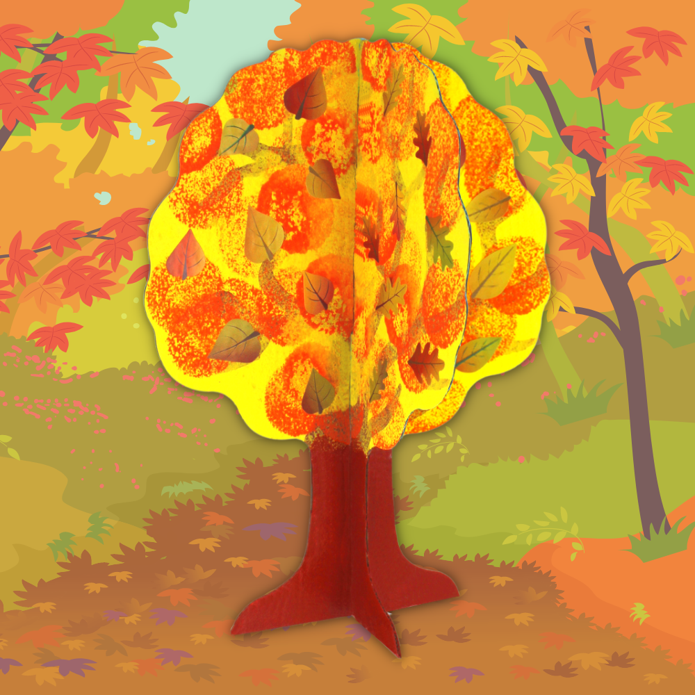 Lot créatif 4 Saisons de 30 arbres en carton + 1904 gommettes feuilles d'arbres + 2 flacons de peinture acrylique