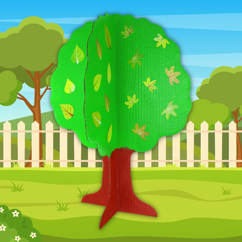 Lot créatif 4 Saisons de 30 arbres en carton + 1904 gommettes feuilles d'arbres + 2 flacons de peinture acrylique