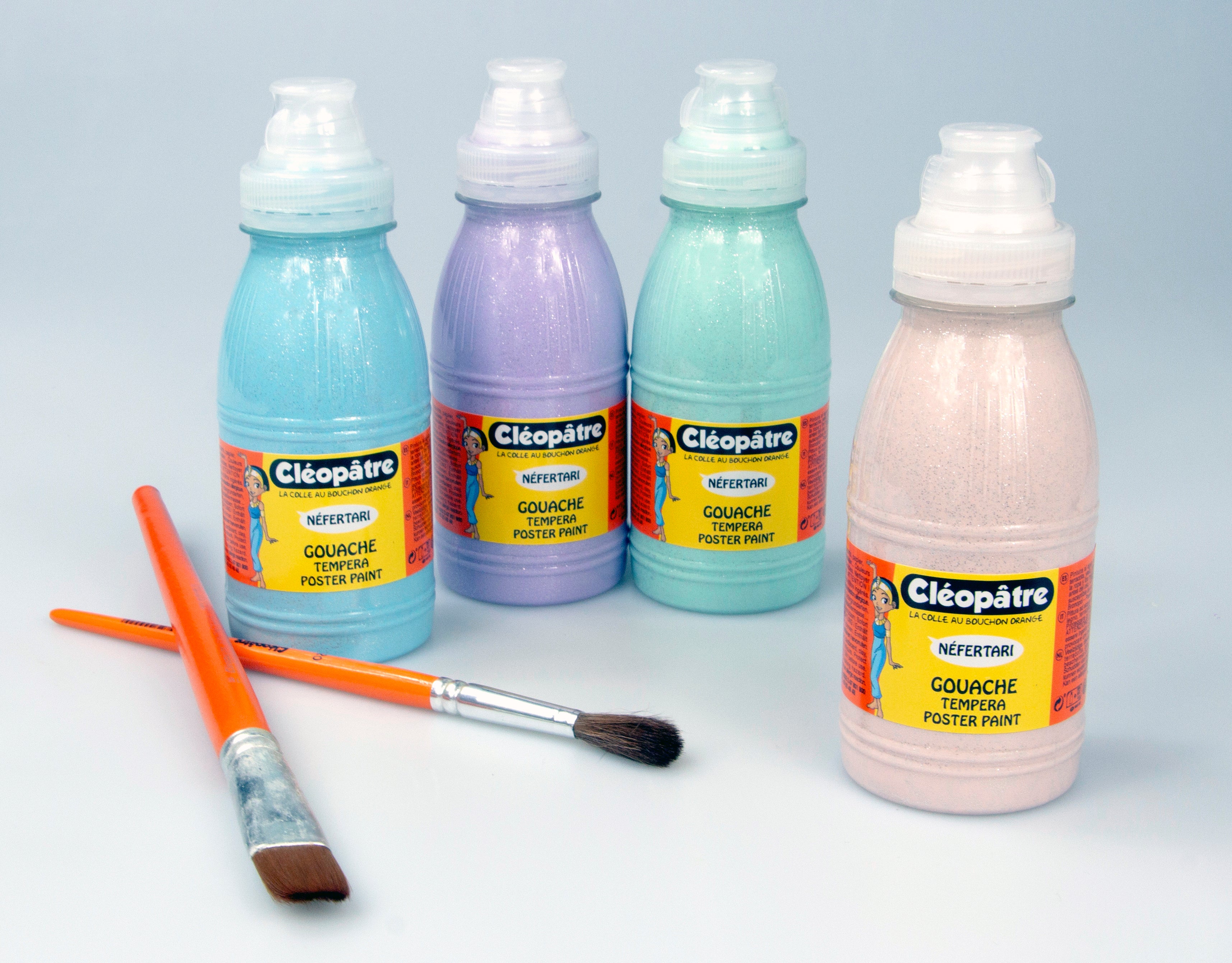 Lot de 4 Peintures Pailletée Pastel 250 ml (Pêche, Lavande, Azur, Amande)
