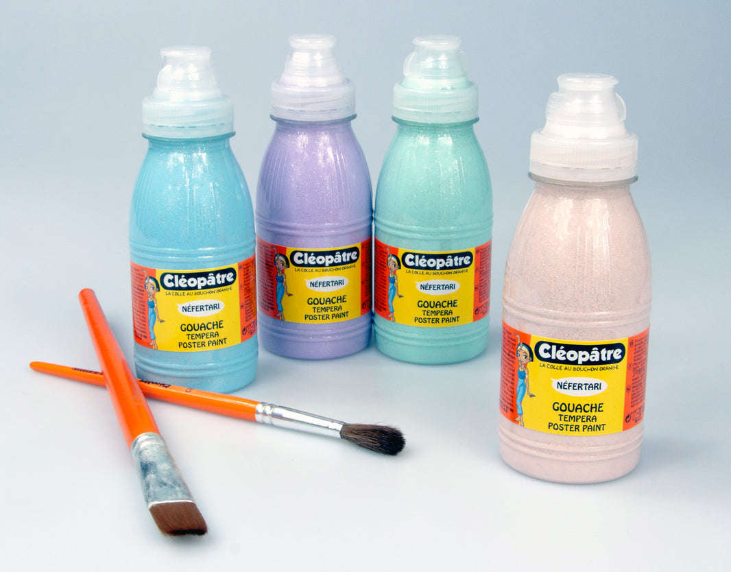Lot de 4 Peintures Pailletée Pastel 250 ml (Pêche, Lavande, Azur, Amande)