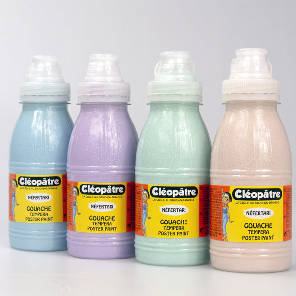 Lot de 4 Peintures Pailletée Pastel 250 ml (Pêche, Lavande, Azur, Amande)