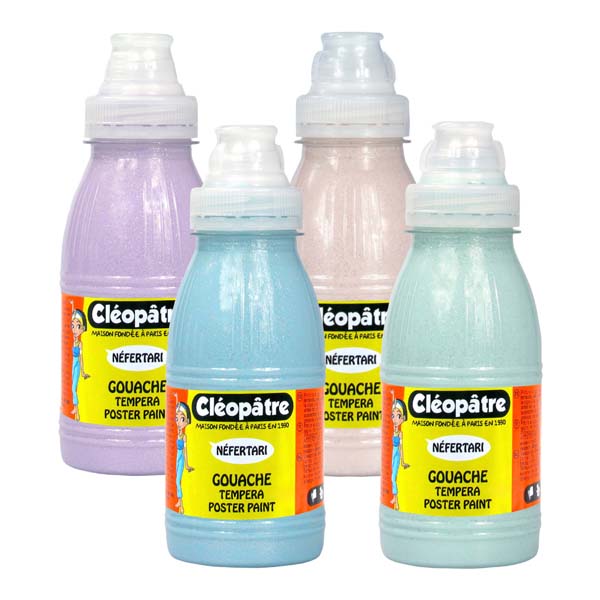 Lot de 4 Peintures Pailletée Pastel 250 ml (Pêche, Lavande, Azur, Amande)