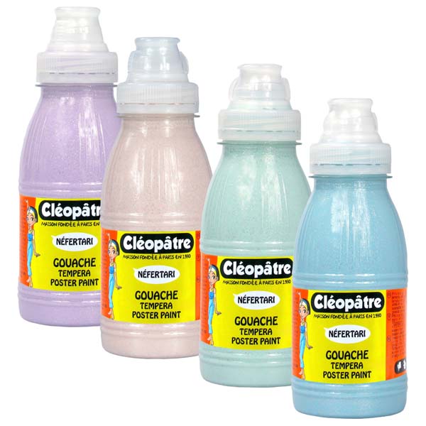 Lot de 4 Peintures Pailletée Pastel 250 ml (Pêche, Lavande, Azur, Amande)
