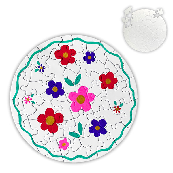 Puzzle rond 41 pièces blanc à décorer