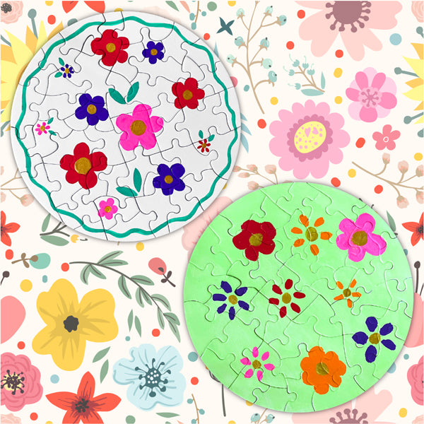 Puzzle rond 41 pièces blanc à décorer