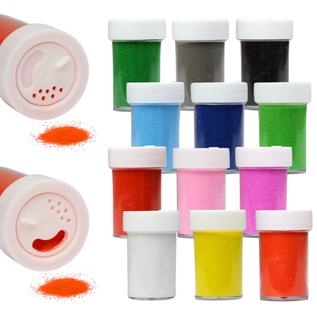 12 salières de sable coloré couleurs vives en 30g