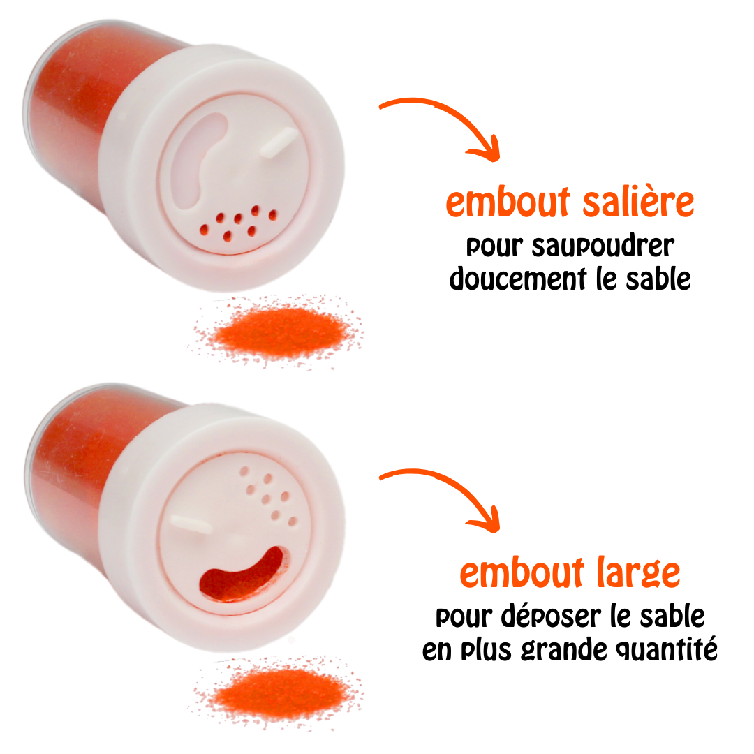 12 salières de sable coloré couleurs vives en 30g