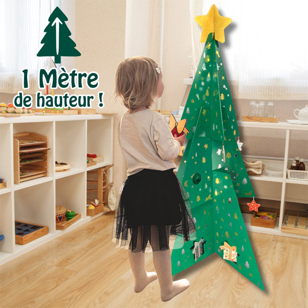 Sapin en carton blanc à décorer, hauteur 1 mètre