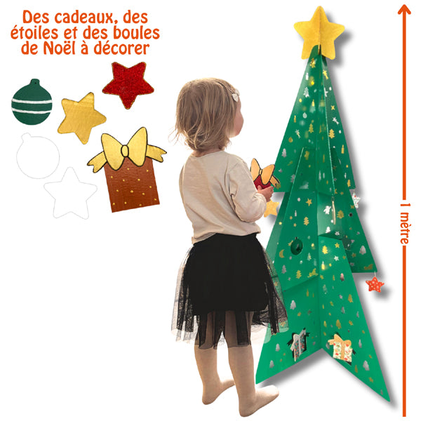 Sapin en carton blanc à décorer, hauteur 1 mètre