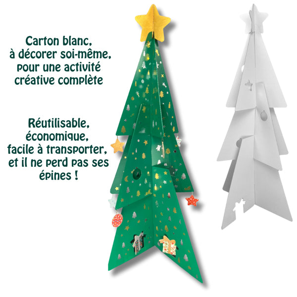 Sapin en carton blanc à décorer, hauteur 1 mètre