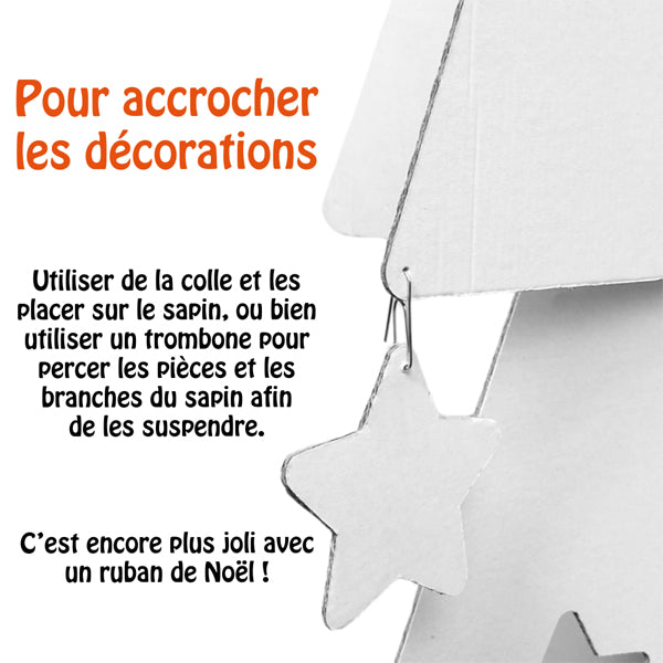 Sapin en carton blanc à décorer, hauteur 1 mètre