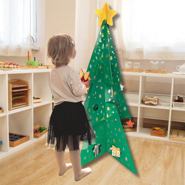 Sapin en carton blanc à décorer, hauteur 1 mètre