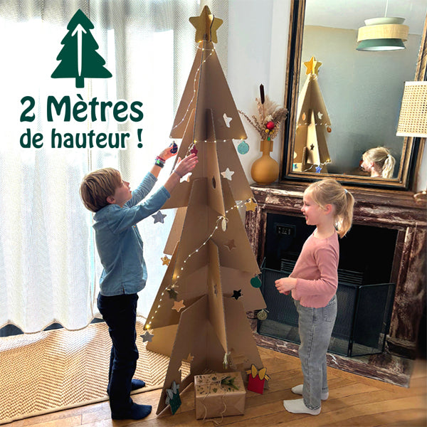 Sapin en carton kraft à décorer, hauteur 2 mètres