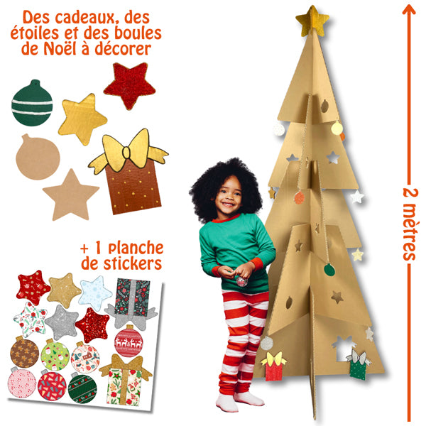 Sapin en carton kraft à décorer, hauteur 2 mètres