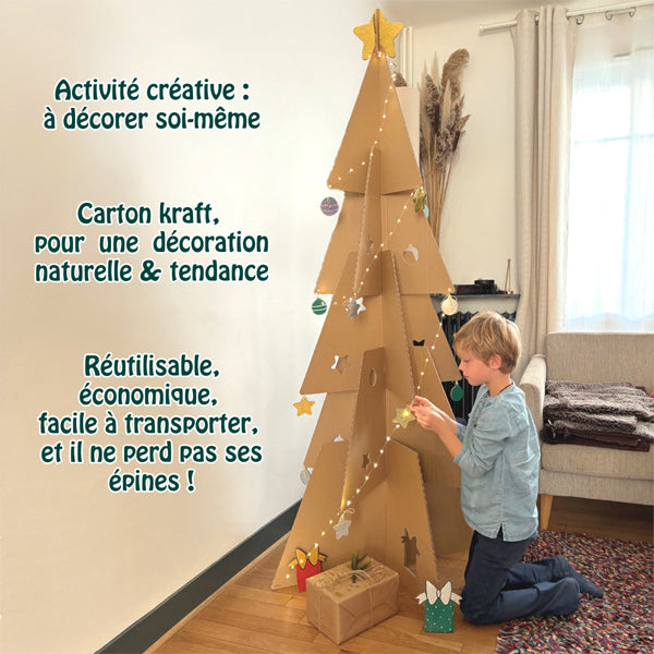 Sapin en carton kraft à décorer, hauteur 2 mètres