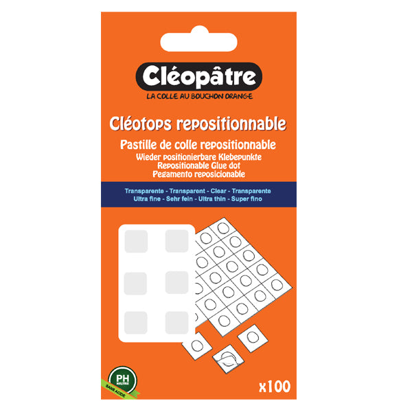 Cléotops 100 pastilles transparentes repositionnables