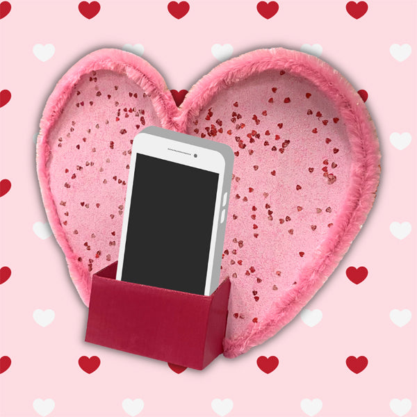 Support de téléphone cœur en carton blanc à décorer 23 x 18 cm