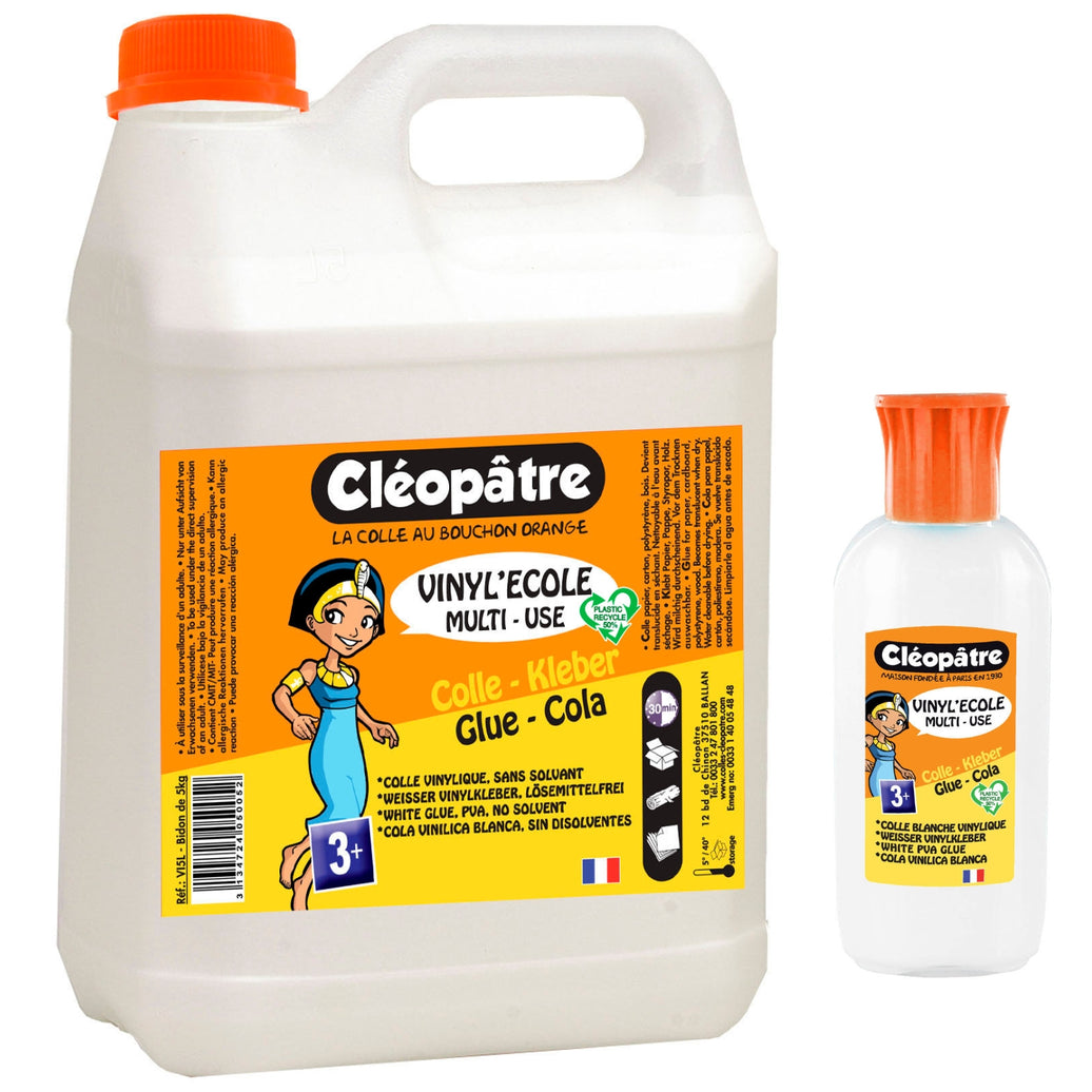 Lot colle blanche "Vinyl'Ecole" 2kg + flacon 100g